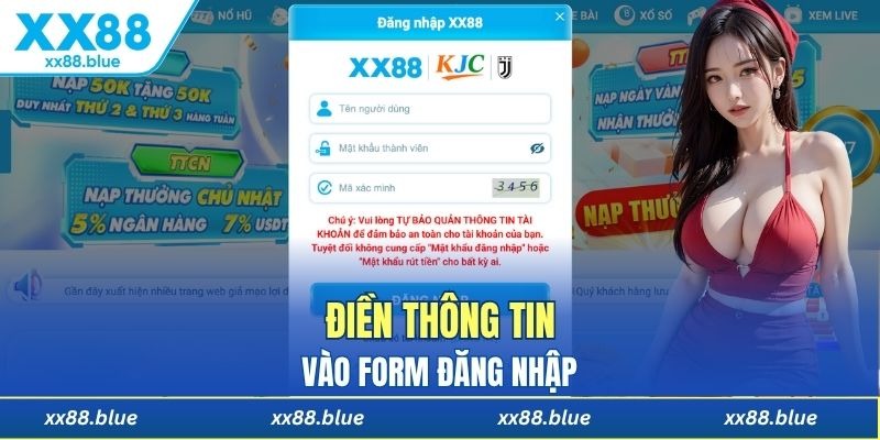 Điền thông tin đăng nhập XX88 theo biểu mẫu