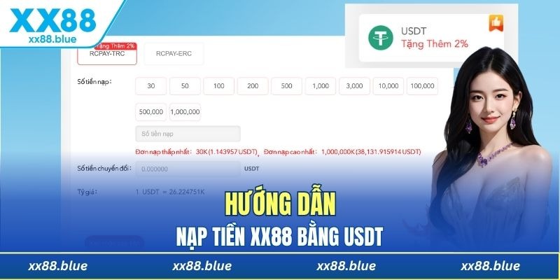 Quy trình nạp tiền XX88 thông qua USDT