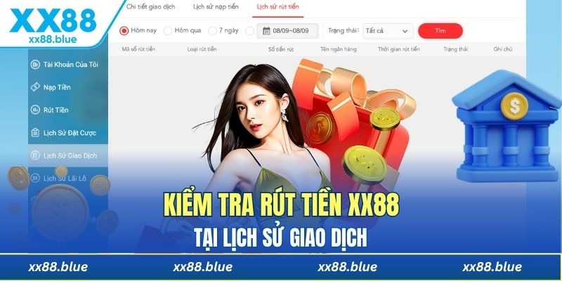 Kiểm tra trạng thái rút tiền XX88 tại lịch sử giao dịch